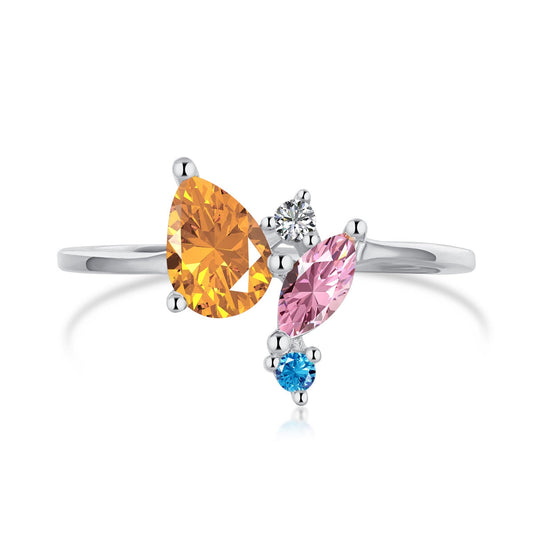 [Max Jewelry ]Radiant Colorful Multi Cut Daily Ring