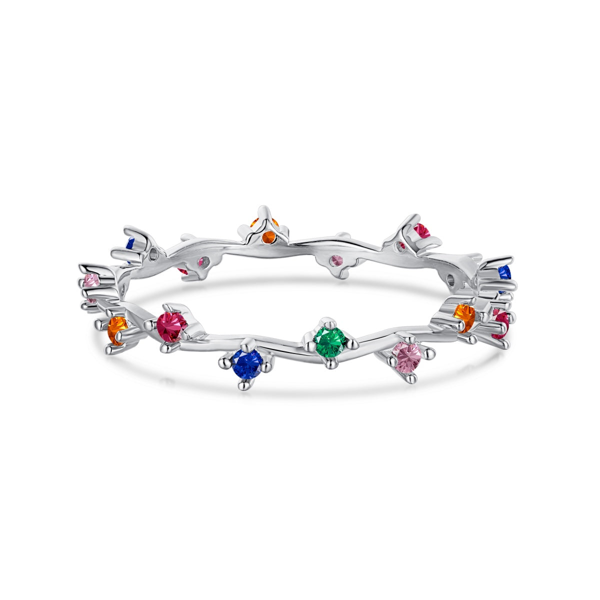 [Max Jewelry ]Radiant Colorful Round Cut Daily Ring