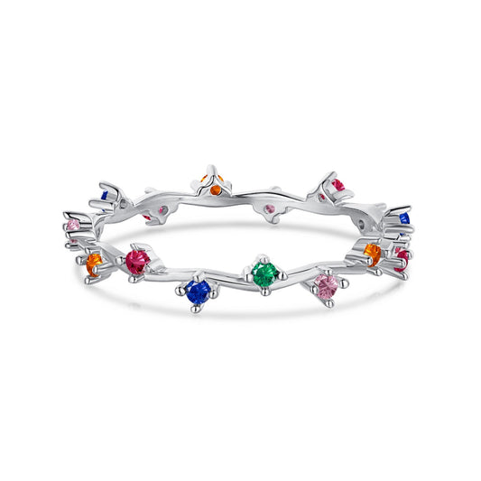 [Max Jewelry ]Radiant Colorful Round Cut Daily Ring