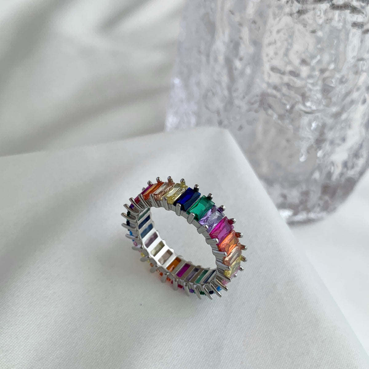 [Max Jewelry ]Unique Colorful Radiant Cut RIng