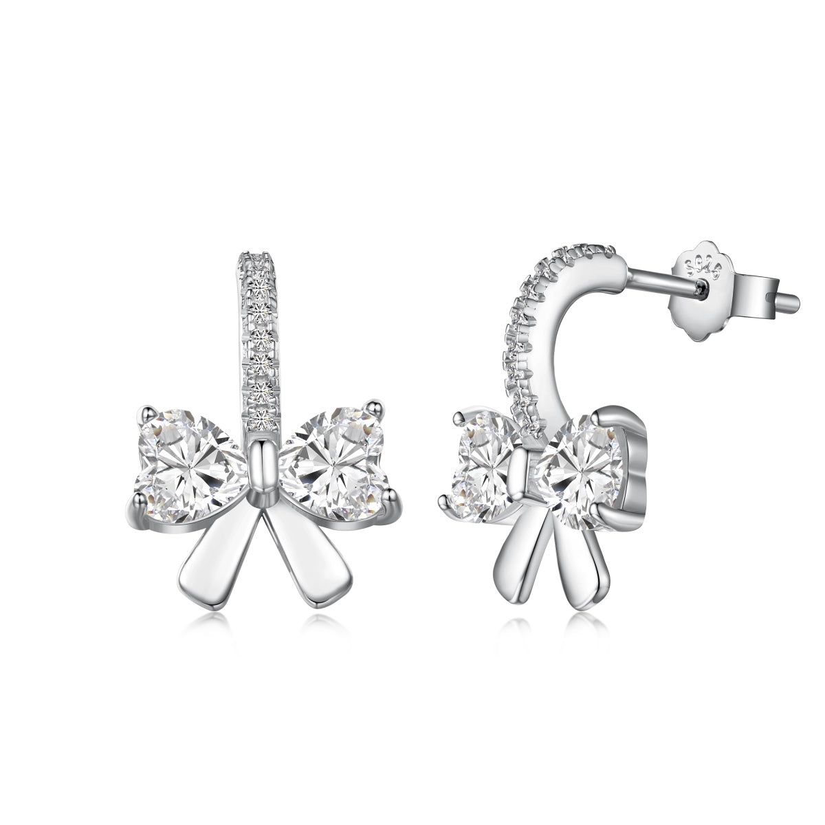 [Max Jewelry ]Exquisite Earrings With Heart-Shaped Bow Design