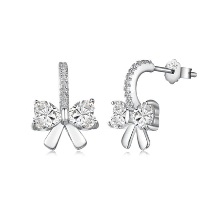 [Max Jewelry ]Exquisite Earrings With Heart-Shaped Bow Design