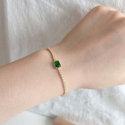 [Max Jewelry ]1.0 Carat Unique Emerald Cut Banquet Bracelet