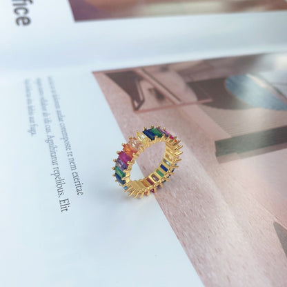 [Max Jewelry ]Unique Colorful Radiant Cut RIng