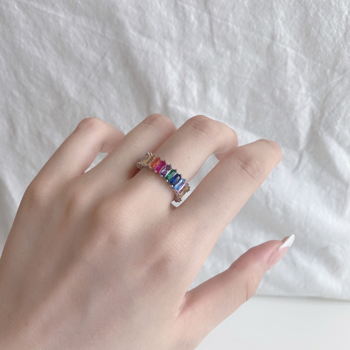 [Max Jewelry ]Unique Colorful Radiant Cut RIng