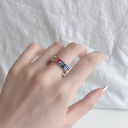 [Max Jewelry ]Unique Colorful Radiant Cut RIng