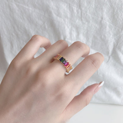 [Max Jewelry ]Unique Colorful Radiant Cut RIng