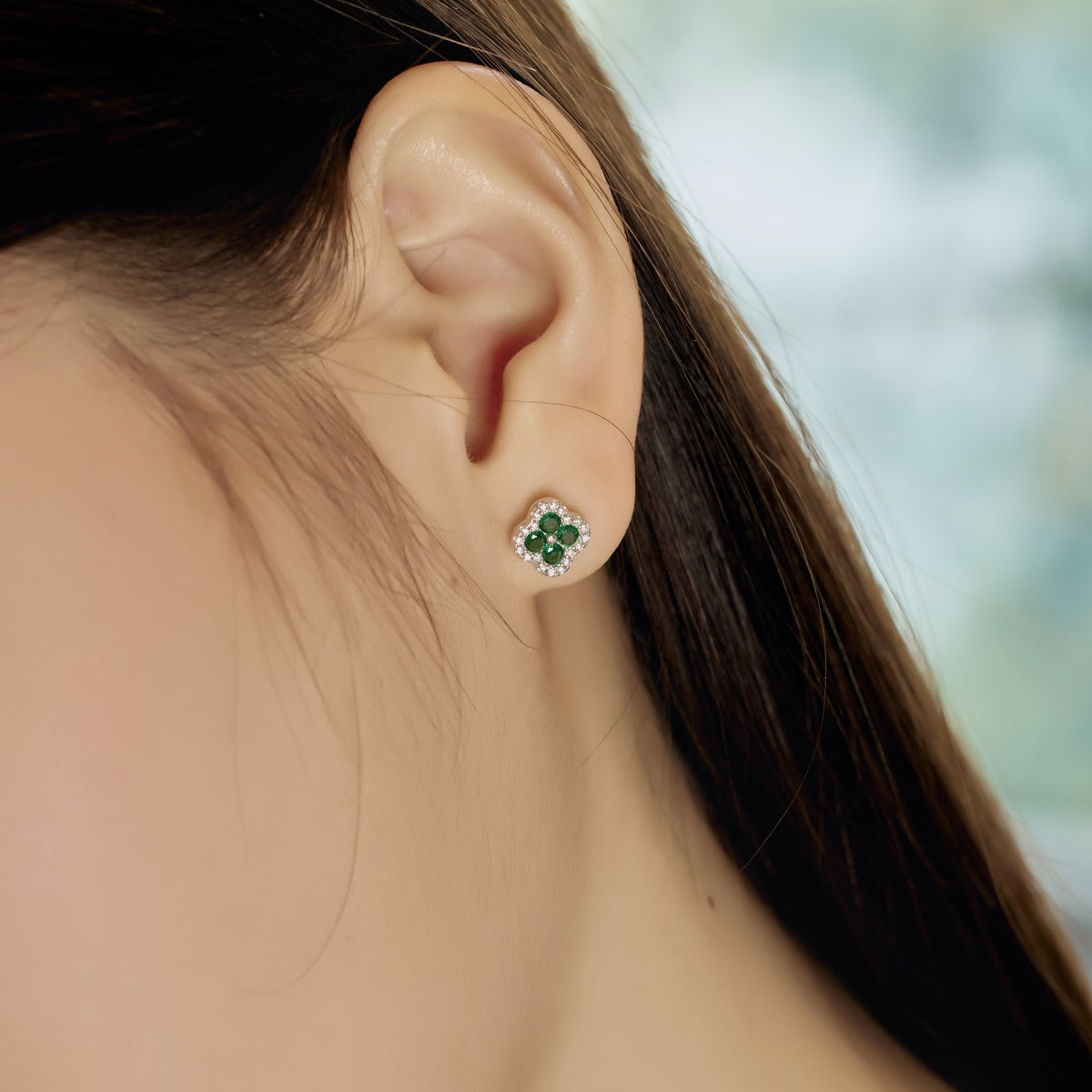 [Max Jewelry ]Four-Leaf Clover Flower Shaped Earrings