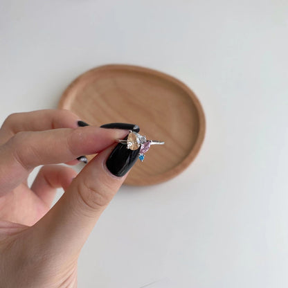[Max Jewelry ]Radiant Colorful Multi Cut Daily Ring