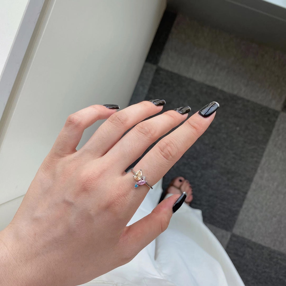 [Max Jewelry ]Radiant Colorful Multi Cut Daily Ring