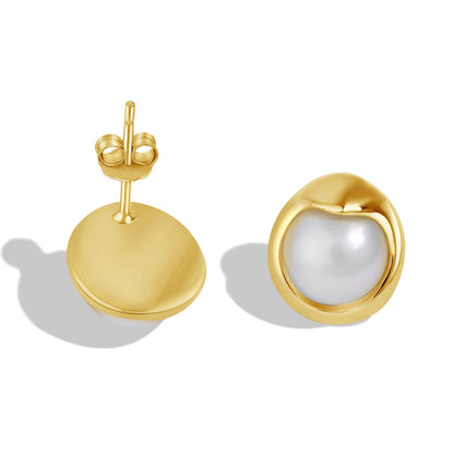 [Max Jewelry ]Dainty Bread Pearl Earrings