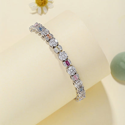 [Max Jewelry ]Dazzling Radiant Multi Cut Daily Bracelet