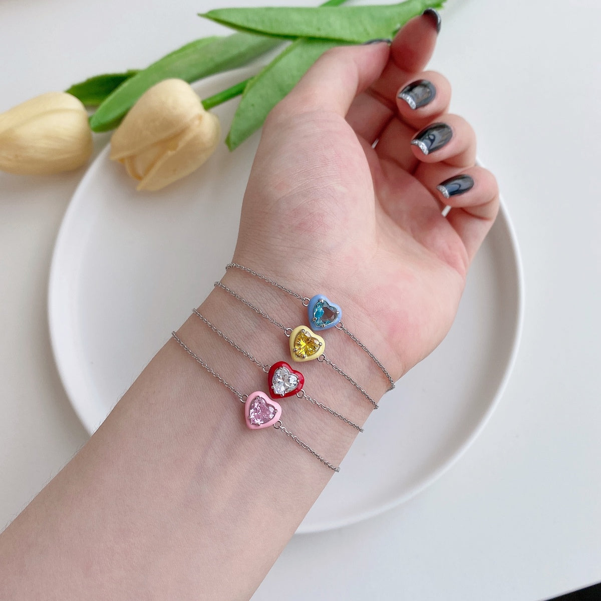 [Max Jewelry ]Sparkling Romantic Heart Shape Lover Bracelet