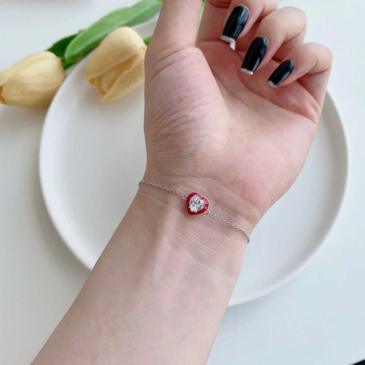 [Max Jewelry ]Sparkling Romantic Heart Shape Lover Bracelet