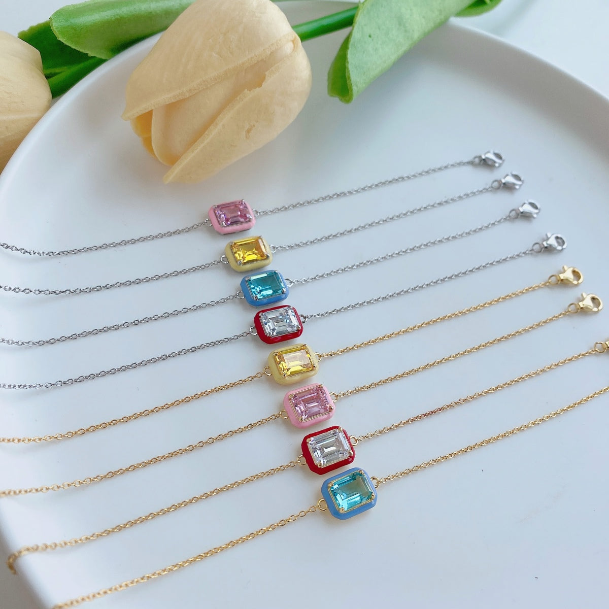 [Max Jewelry ]2.0 Carat Sparkling Colorful Emerald Cut Daily Bracelet