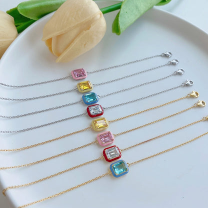 [Max Jewelry ]2.0 Carat Sparkling Colorful Emerald Cut Daily Bracelet