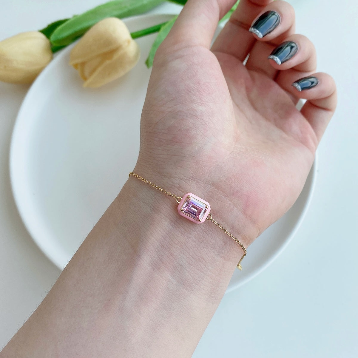 [Max Jewelry ]2.0 Carat Sparkling Colorful Emerald Cut Daily Bracelet