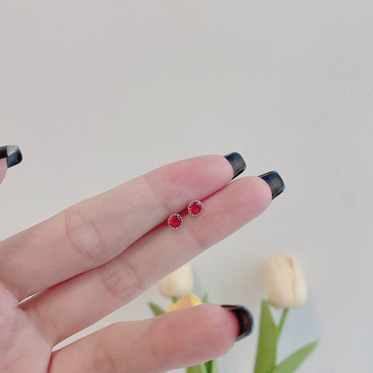 [Max Jewelry ]Sparkling Colorful Round Shape Earrings