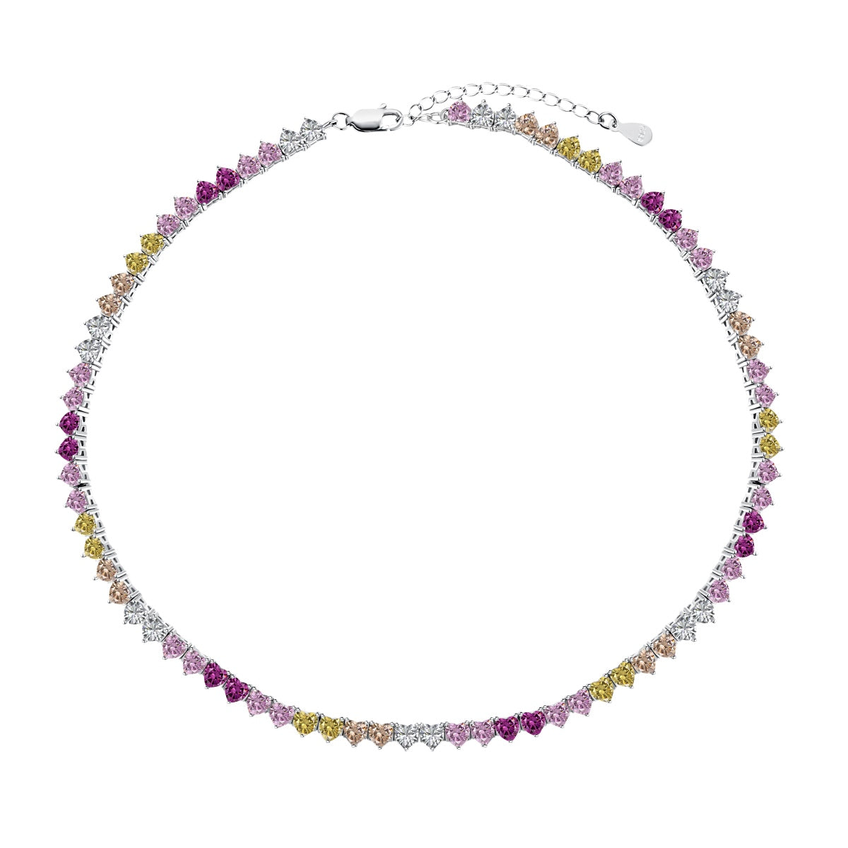 [Max Jewelry ]Sparkling Colorful Full Heart Tennis Necklace