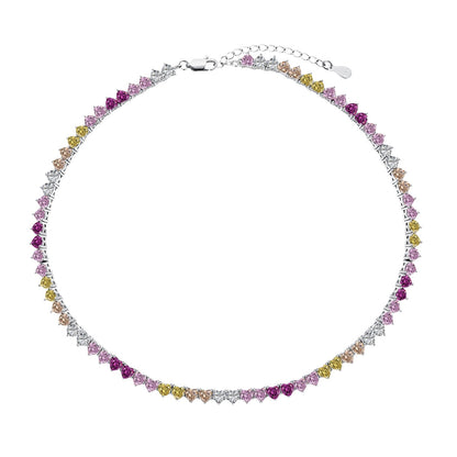 [Max Jewelry ]Sparkling Colorful Full Heart Tennis Necklace