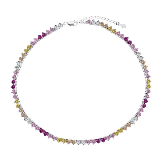 [Max Jewelry ]Sparkling Colorful Full Heart Tennis Necklace