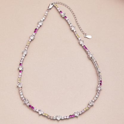 [Max Jewelry ]Delicate Colorful Rainbow Tennis Chain