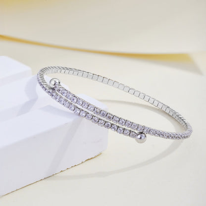 [Max Jewelry ]Row of Diamonds Round Fashion Bracelet