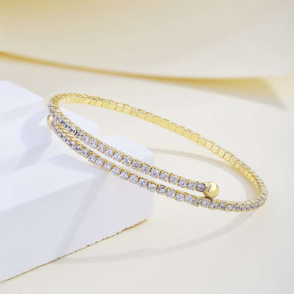 [Max Jewelry ]Row of Diamonds Round Fashion Bracelet