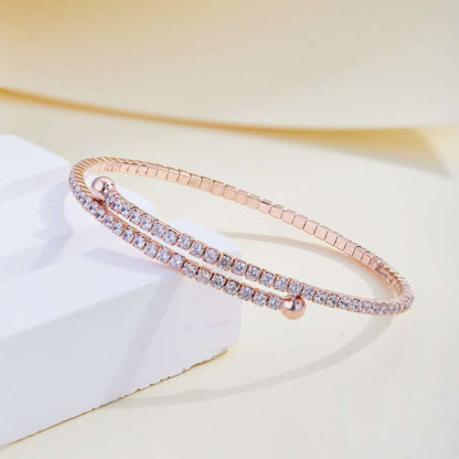 [Max Jewelry ]Row of Diamonds Round Fashion Bracelet