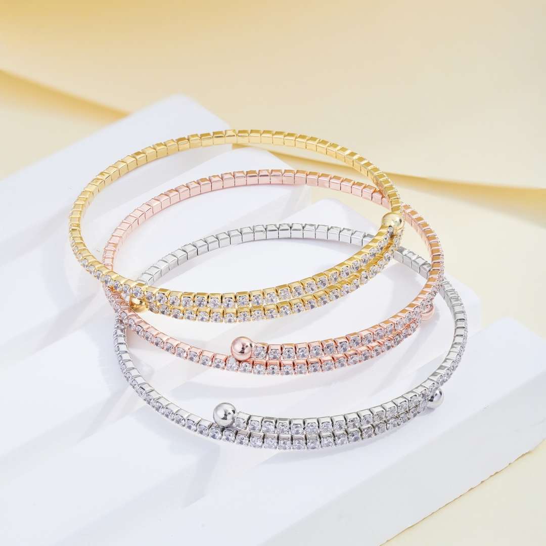 [Max Jewelry ]Row of Diamonds Round Fashion Bracelet