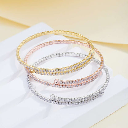 [Max Jewelry ]Row of Diamonds Round Fashion Bracelet