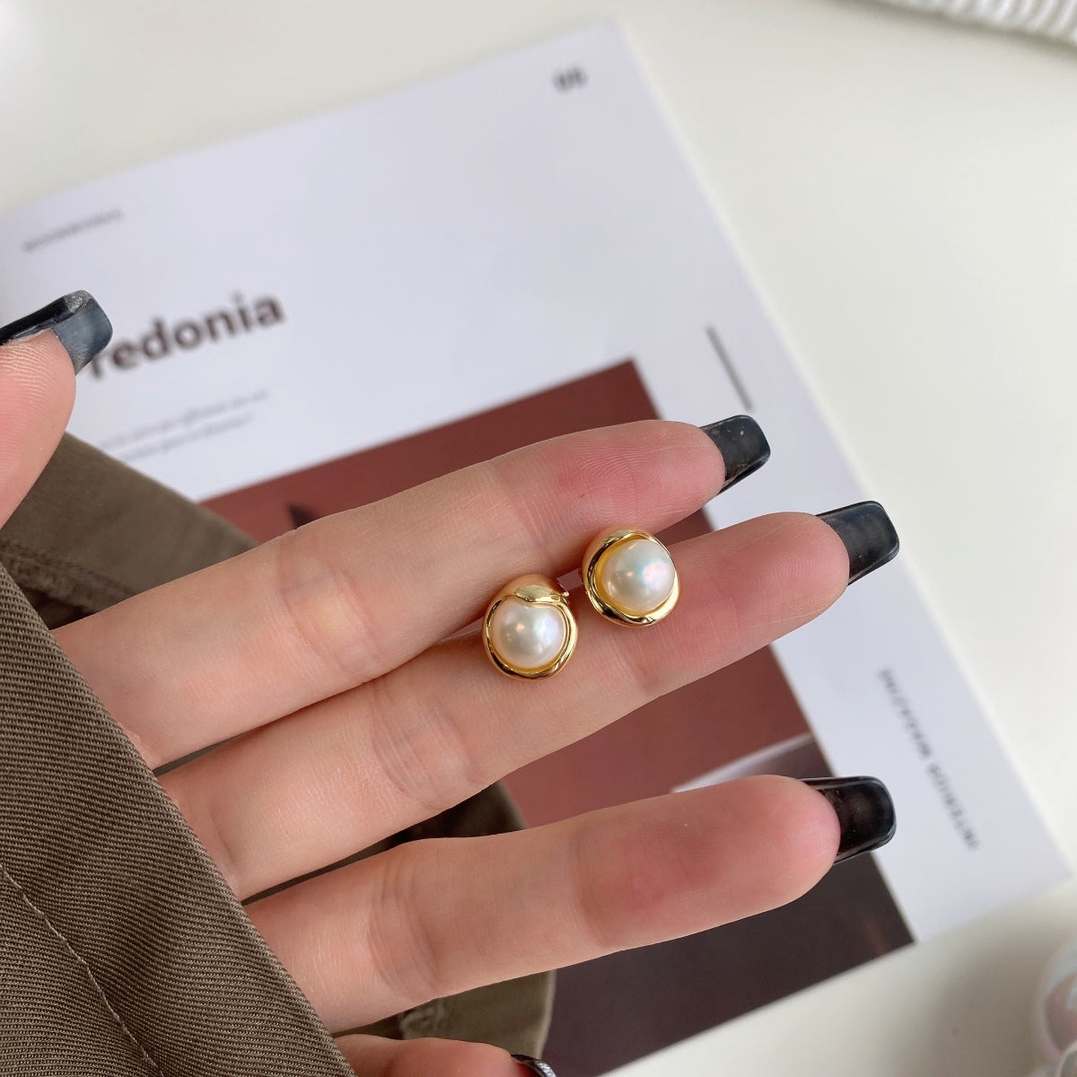 [Max Jewelry ]Dainty Bread Pearl Earrings