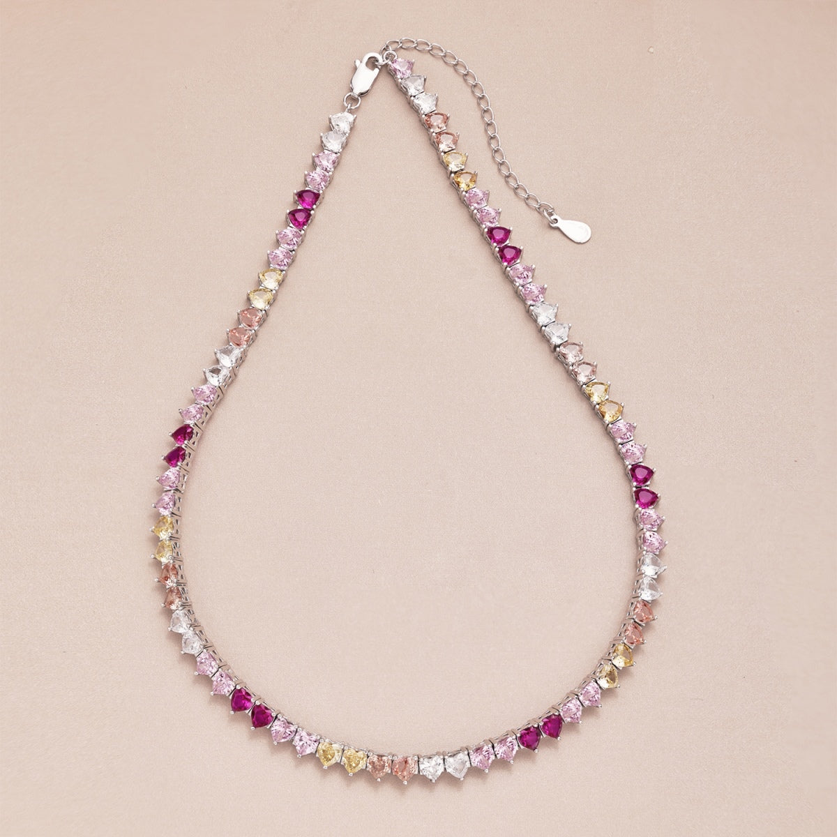 [Max Jewelry ]Sparkling Colorful Full Heart Tennis Necklace