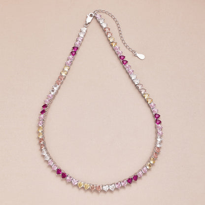 [Max Jewelry ]Sparkling Colorful Full Heart Tennis Necklace