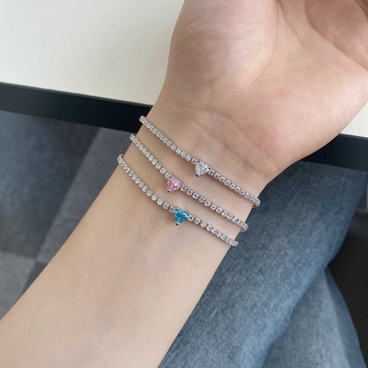 [Max Jewelry ]0.5 Carat Elegant Romantic Heart Shape Lover Bracelet