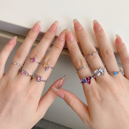 [Max Jewelry ]Radiant Colorful Multi Cut Daily Ring