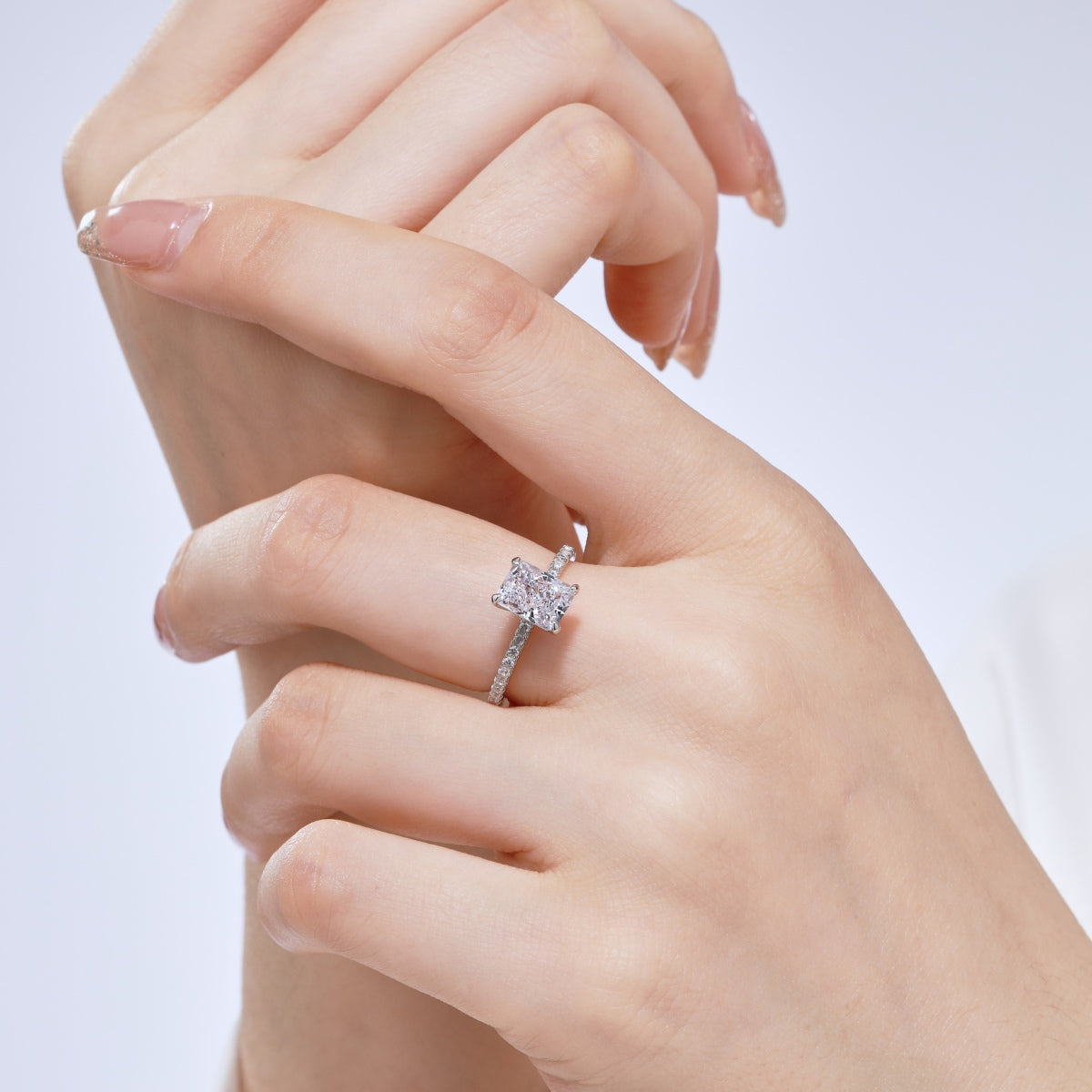 [Max Jewelry ]2.0 Carat Dazzling Sparkling Radiant Cut Party Ring