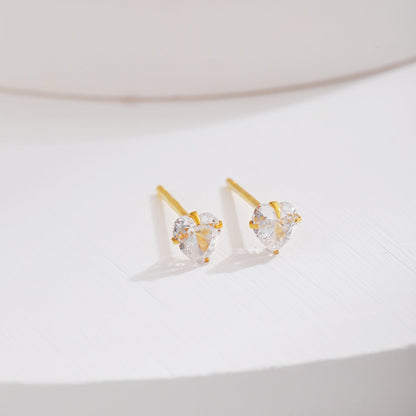[Max Jewelry ]Sparkling Heart Shaped Simple Earrings