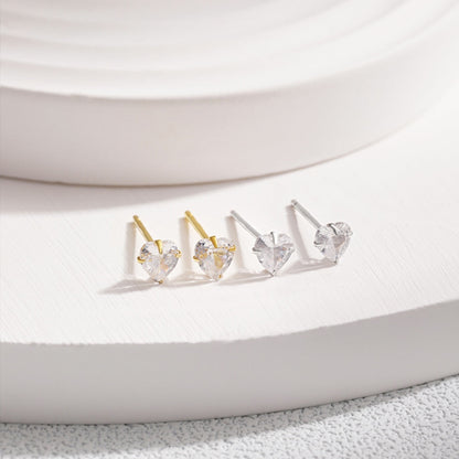 [Max Jewelry ]Sparkling Heart Shaped Simple Earrings