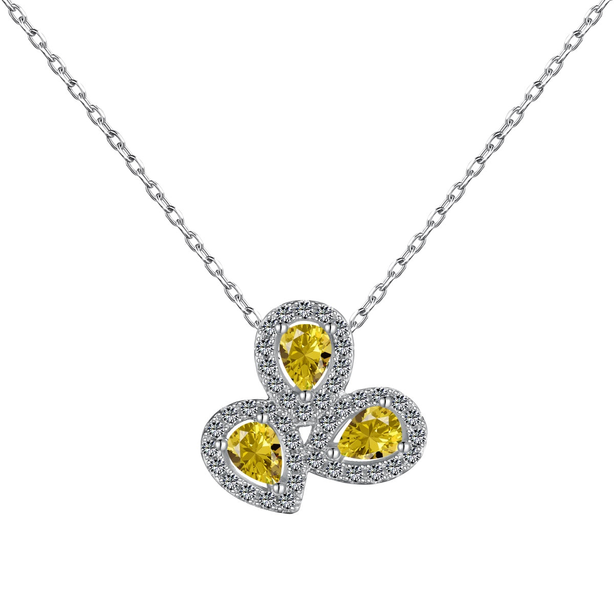 [Max Jewelry ]Elegant Flower Shape Pear Cut Necklace