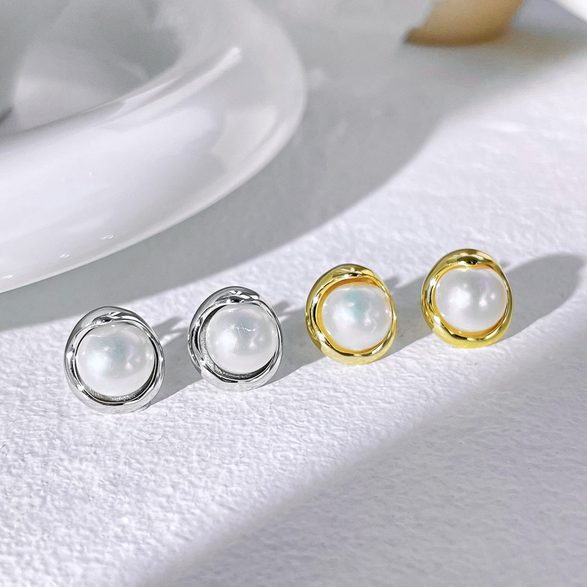 [Max Jewelry ]Dainty Bread Pearl Earrings