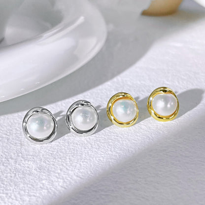 [Max Jewelry ]Dainty Bread Pearl Earrings