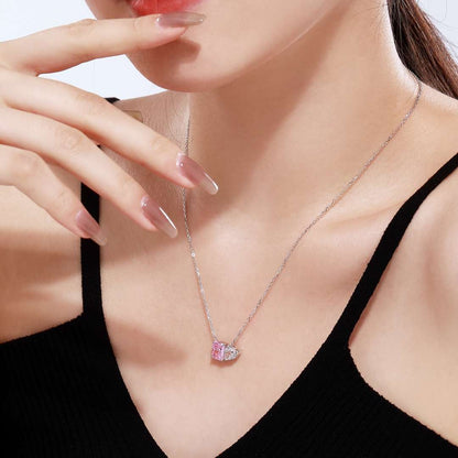 [Max Jewelry ]Dazzling Square & Heart Shape Necklace