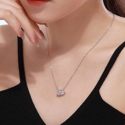 [Max Jewelry ]Dazzling Square & Heart Shape Necklace