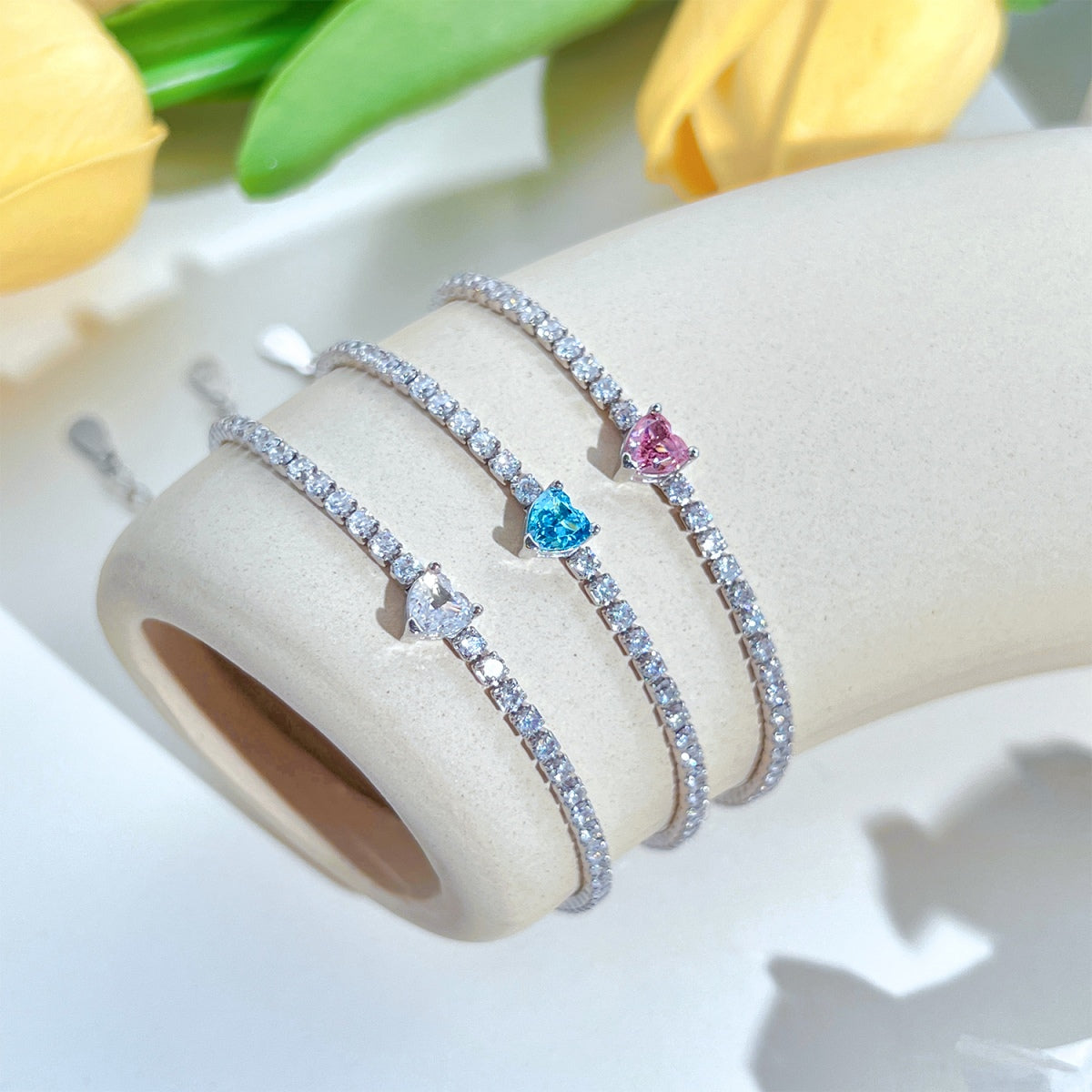 [Max Jewelry ]0.5 Carat Elegant Romantic Heart Shape Lover Bracelet