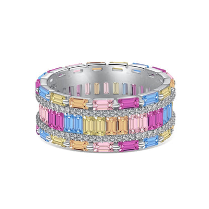 [Max Jewelry ]Dazzling Colorful Radiant Cut Party Ring