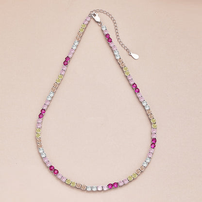 [Max Jewelry ]Delicate Colorful Tennis Necklace