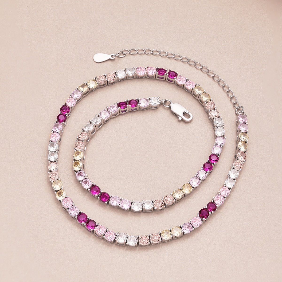 [Max Jewelry ]Delicate Colorful Tennis Necklace