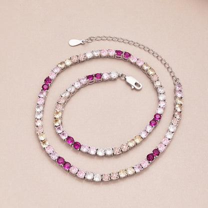 [Max Jewelry ]Delicate Colorful Tennis Necklace