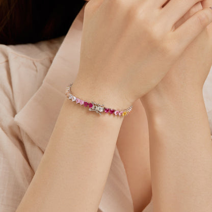 [Max Jewelry ]Luxurious Colorful Romantic Heart Shape Lover Bracelet